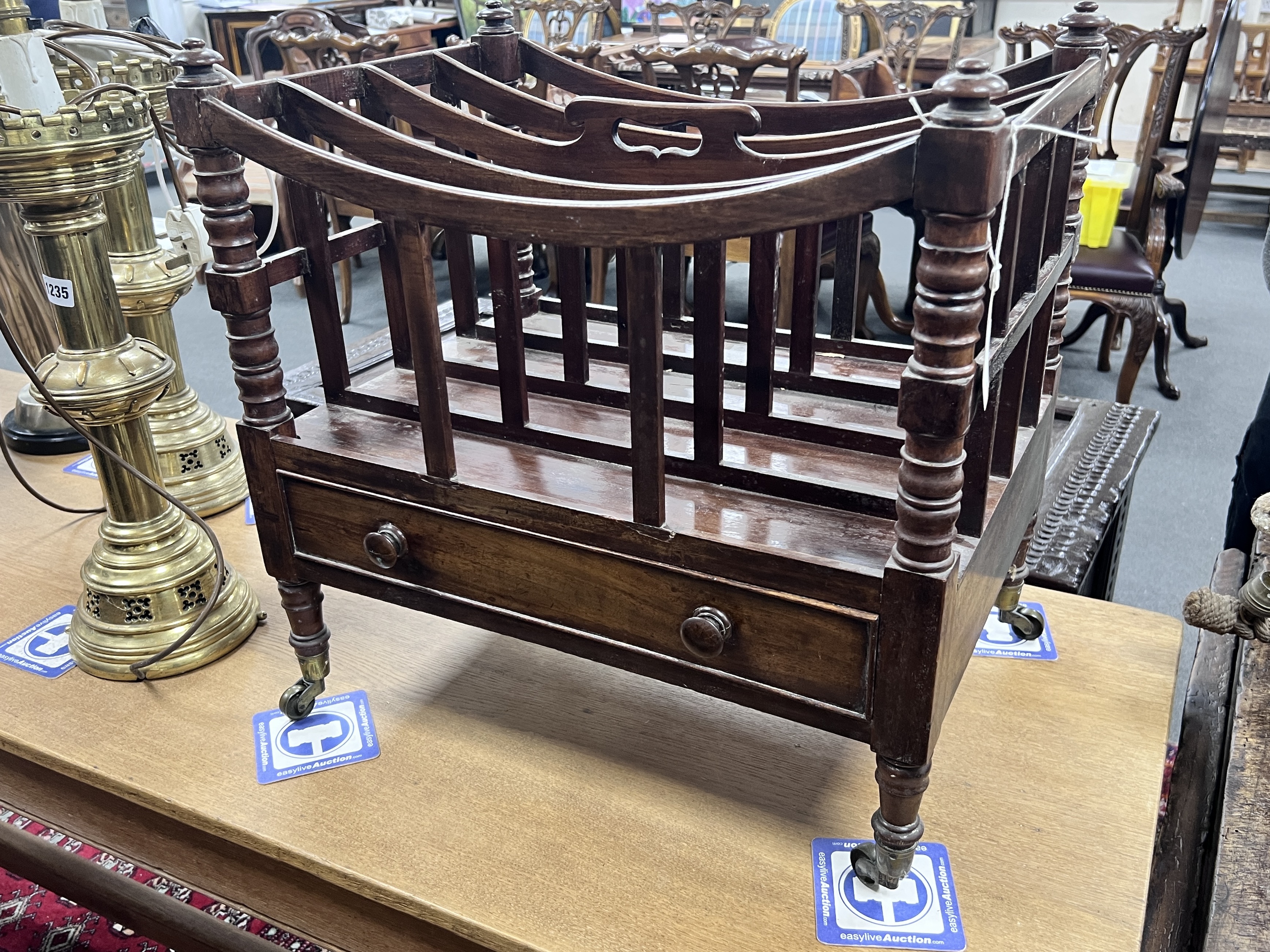 A Regency mahogany four division Canterbury, width 53cm, depth 38cm, height 53cm